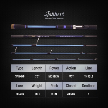 Jabbers Triggerman 5pc Bay Travel Rod TMS735M (Spin)